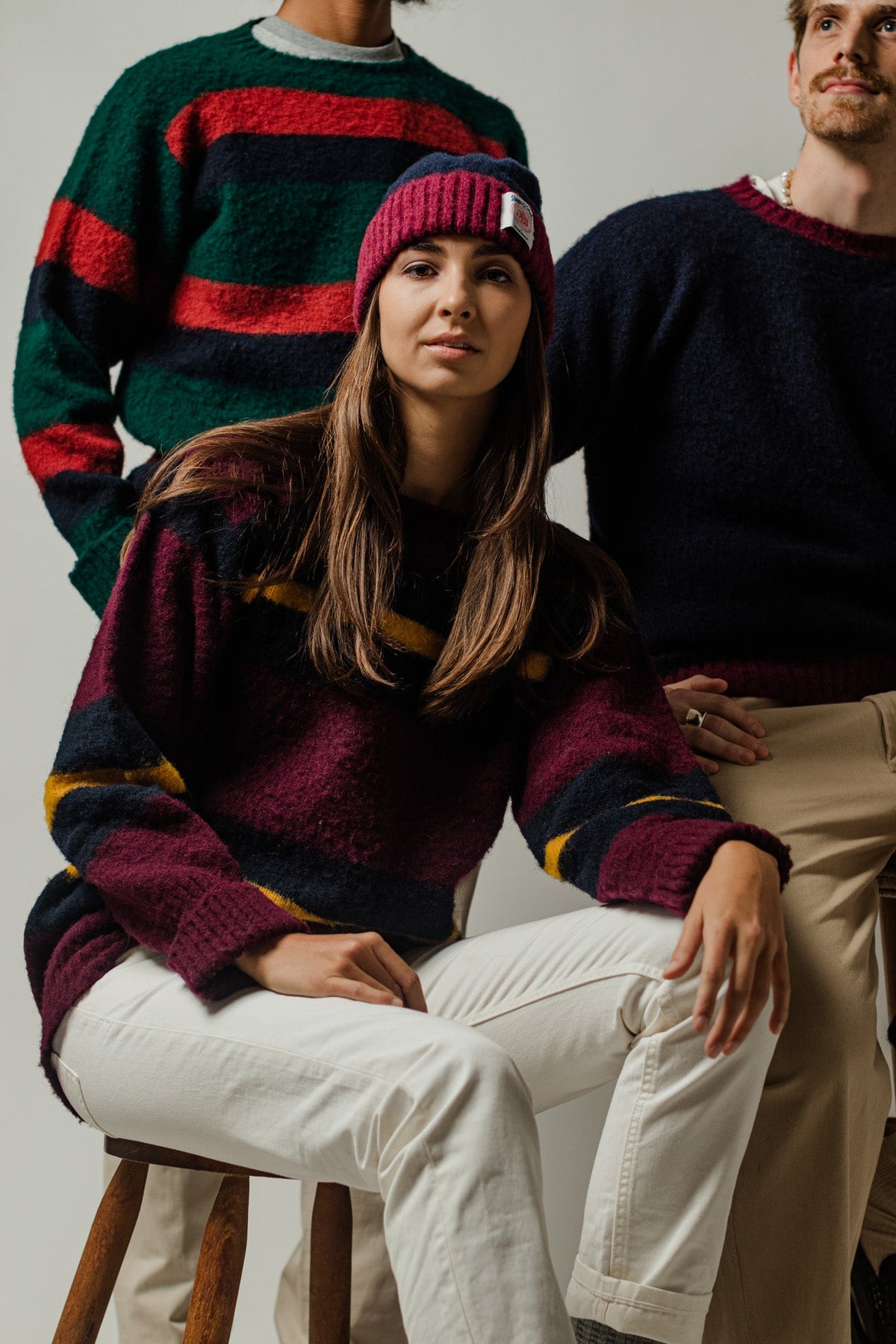 J. Press Shaggy Dog Sweater - Bordeaux/Blue/Yellow | Sebago Sale|Apparel