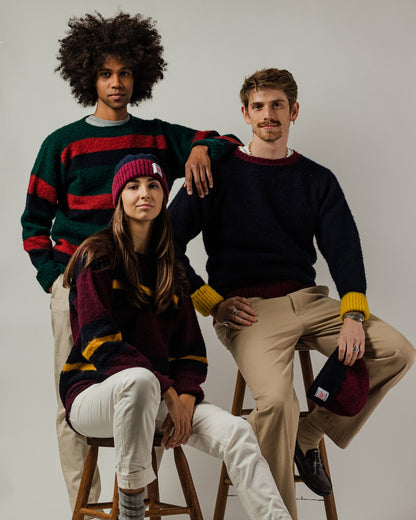 J. Press Shaggy Dog Sweater - Bordeaux/Blue/Yellow | Sebago Sale|Apparel