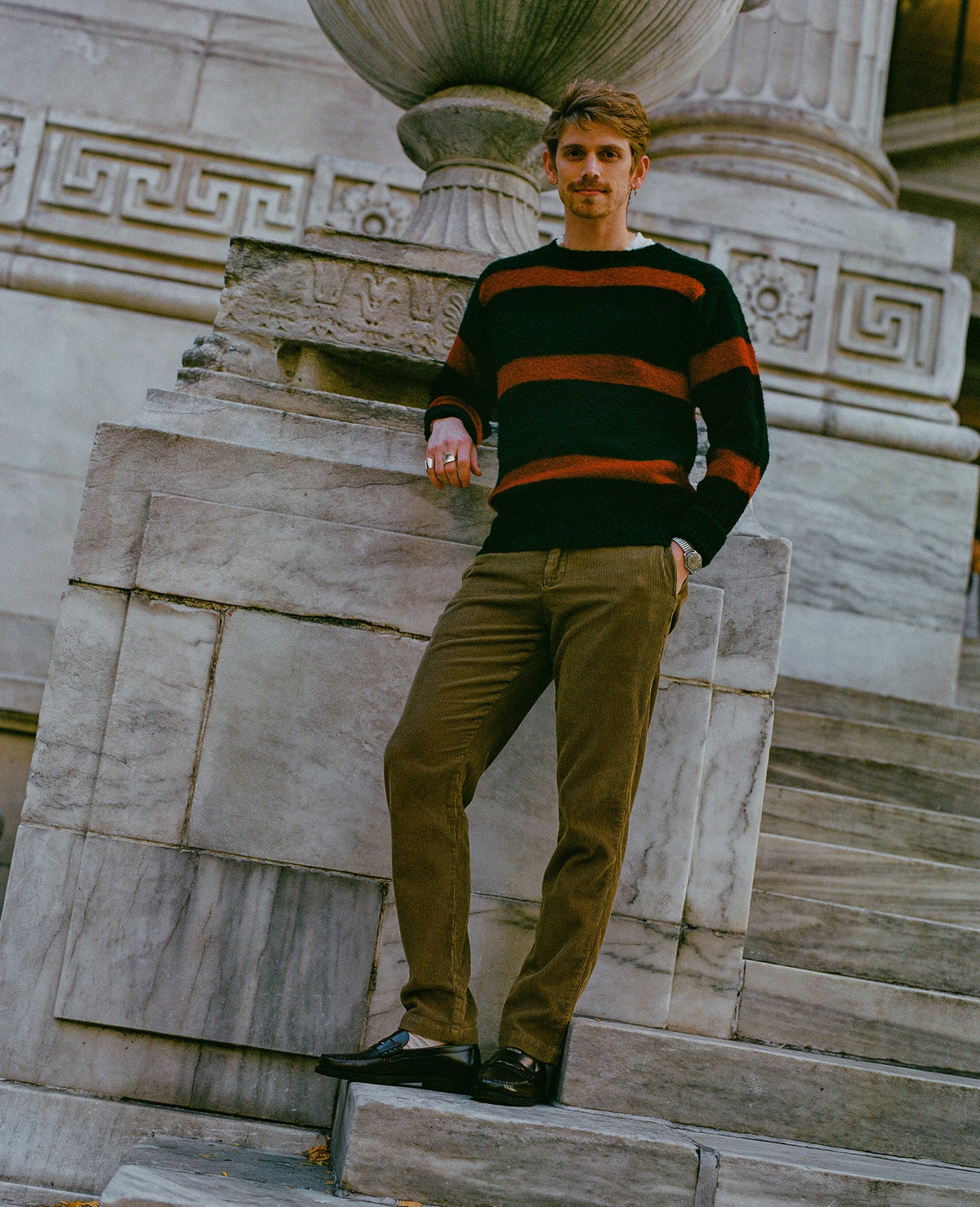 J. Press Shaggy Dog Sweater - Blue/Bordeaux/Green Stripe | Sebago Apparel|Sale