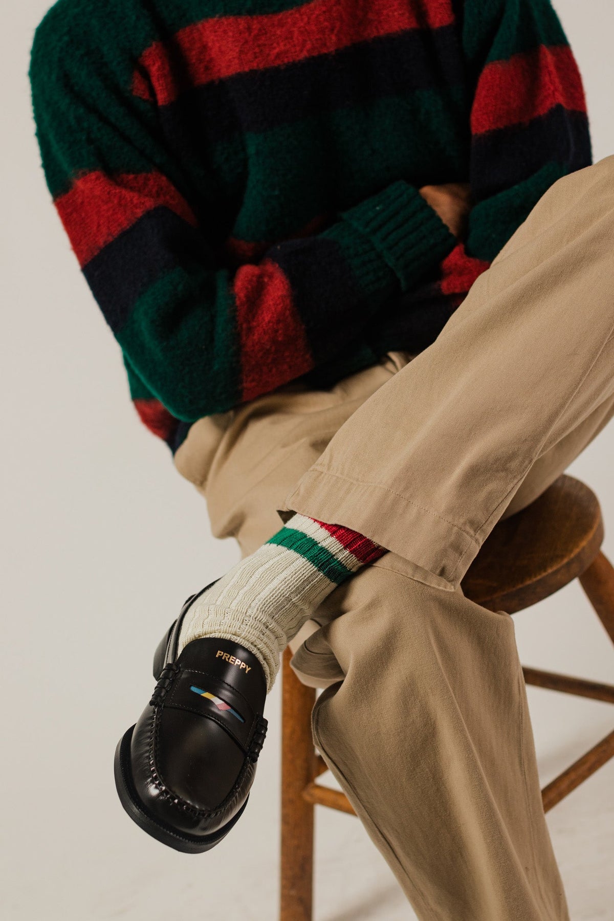 J. Press Shaggy Dog Sweater - Blue/Bordeaux/Green Stripe | Sebago Apparel|Sale